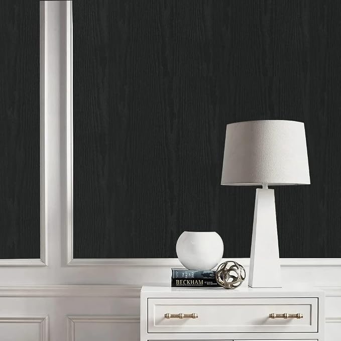 Arthome Peel and Stick Wallpaper - Black Wood Contact - Black Wallpaper - Self-Adhesive & Removable Wall Paper for Countertop Furniture Kitchen, Countertop Contact Paper, Easy to Clean, (23.6"x200")