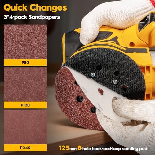 Cordless Orbital Sander for Dewalt 20V Battery, Yellow