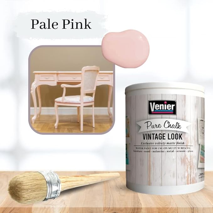 Chalk Pure Paint - for Furniture, Crafts, Home Decor - All-in-One – DIY – Eco-Friendly (Vintage [Pink]), (33.81 oz)