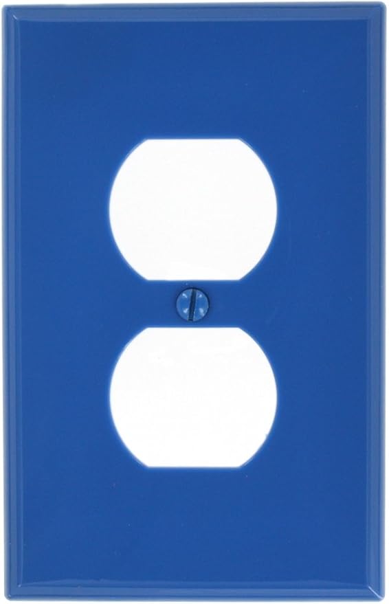 Leviton 1-Gang, 1-Duplex, Midway Nylon Wallplate, Midway Size, 1 Pack, PJ8-BU, Blue