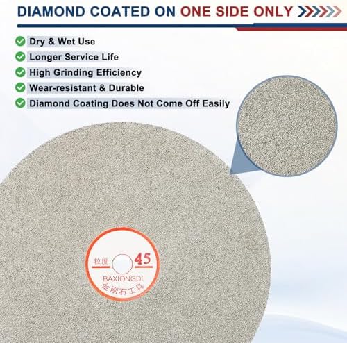 8 Inch x 1/2" Arbor Diamond Flat Lap Disc, 45 Grit