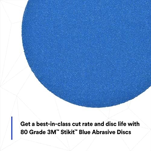 3M Stikit Blue Abrasive Disc Roll 36265, No Hole, Coating Removal, Body Repair, 80 Grade, 5 in, 50 Discs/Roll