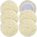 6 PCS Wool Buffing Polishing Pads - 8 Inch Natural Wool Cutting Pads with Hook and Loop Backing Compound & Polishing for Automotive Car Boats Glass Furniture Repair