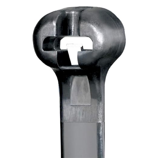 Panduit BT2S-M0 Dome-Top Barb-Ty 8" Cable Tie with Stainless Steel Barb, Indoor/Outdoor, UV/Weather-Resistant Nylon 6.6, 50 Lb. Tensile Strength, Cord Management, Black (Pack of 1000)