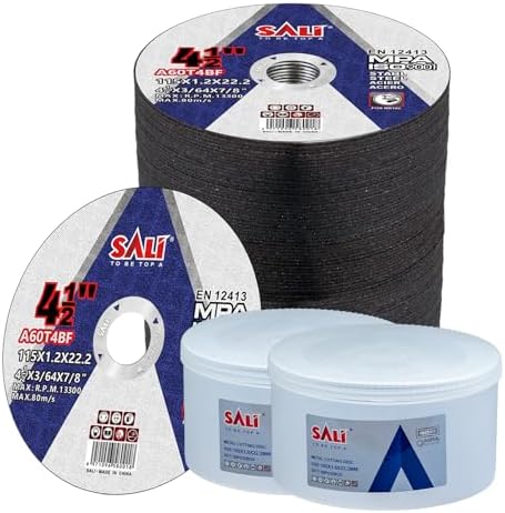 SALI 100 Pieces Cutting Disc Cut Off Wheel 4 1/2x 3/64 x 7/8" Cutting Wheels 4-1/2" Inch for Metal & Stainless Steel, Applies to 4.5 Angle Grinder Cutting Wheel Aggressive Cutting