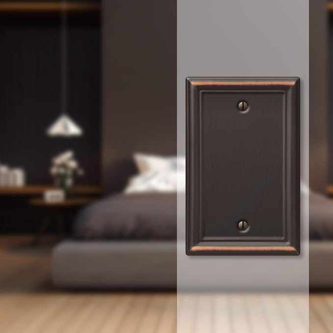 Amerelle 149BDB Chelsea Wallplate, 1 Blank, Aged Bronze (Pack of 2)