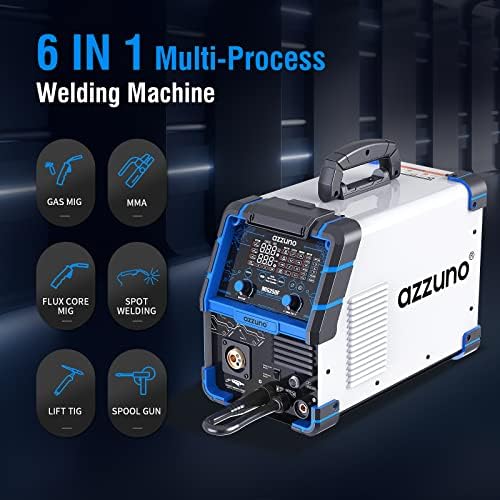 AZZUNO 250A Aluminum MIG Welder, 110V/220V 6 in 1 Gas/Gasless MIG