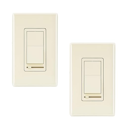CLOUDY BAY in Wall Dimmer Switch for LED Light/CFL/Incandescent,3-Way Single Pole Dimmable Slide,600W max Incandescent,150W max Dimmable LED/CFL, Cover Plate Included,Almond,2 Pack