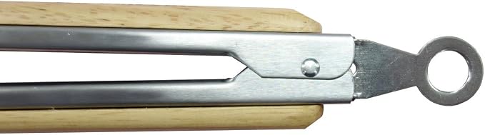 Captain Stag UG-3228 / UG-3231 / UG-3273 Outdoor BBQ Tongs, Wood Grip, Stainless Steel, Stopper Included