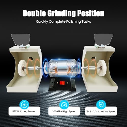 Dental Polishing Machine, 110V 550W Countertop Jewelry Polisher, 3000RPM High Speed Jewelry Laboratory Polishing Machine Equipment, Polishing Grinding Machine for Glass Store, Teeth Clinics