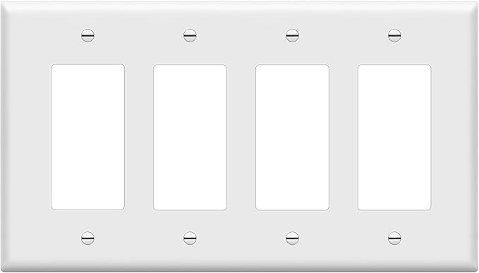 ENERLITES Decorator Light Switch or Receptacle Outlet Wall Plate, Gloss Finish, Mid-Size 4-Gang 4.88" x 8.58", Polycarbonate Thermoplastic, 8834M-W, White