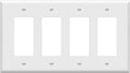 ENERLITES Decorator Light Switch or Receptacle Outlet Wall Plate, Gloss Finish, Mid-Size 4-Gang 4.88" x 8.58", Polycarbonate Thermoplastic, 8834M-W, White