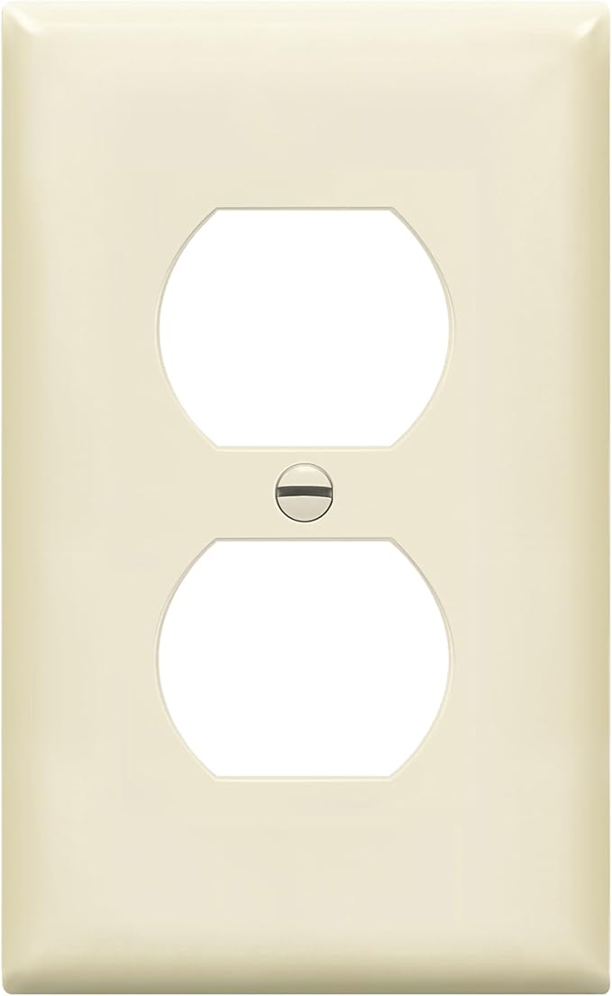 ENERLITES Duplex Receptacle Outlet Wall Plate, Midway Size 1-Gang 4.88" x 3.11", Unbreakable Polycarbonate Thermoplastic, 8821M-LA, Light Almond