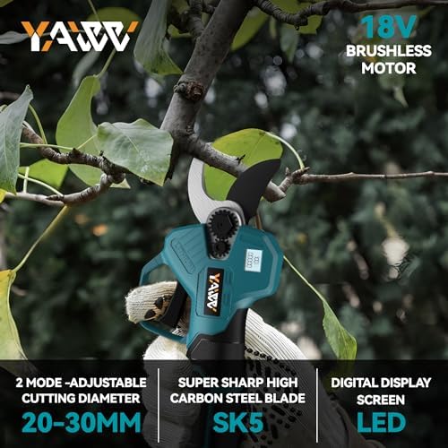 Electric Pruning Shears for Makita 18V Battery, Portable Brushless Pruning Shears with LCD Display＆SK5 Blades, Adjustable Cutting Diameter 0.8-1.2 Inch for Gardening Tree Pruning(Tool Only)