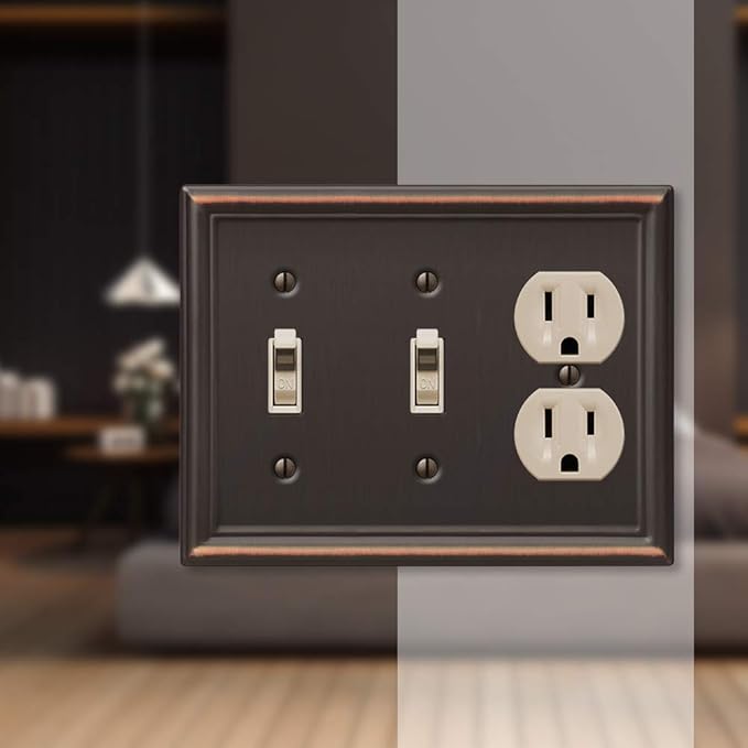 Amerelle 149TTDDB Chelsea Wallplate, 2 Toggle / 1 Duplex, Steel, Aged Bronze, 1-Pack