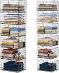 Yociyoga 6-Tier Stackable Closet Organizers and Storage Shelves, Closet Shelf Organizer Basket Bins, Foldable Sweater Storage for Clothes Organizer System, Black（Patent No. 30022416）