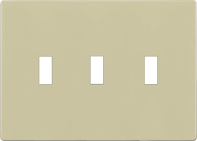 ENERLITES Screwless Triple Toggle Switch Wall Plate, Child Safe Light Switch Cover, Standard Size 3-Gang 4.68" x 6.53", Unbreakable Polycarbonate Thermoplastic, UL Listed, SI8813-I, Glossy, Ivory
