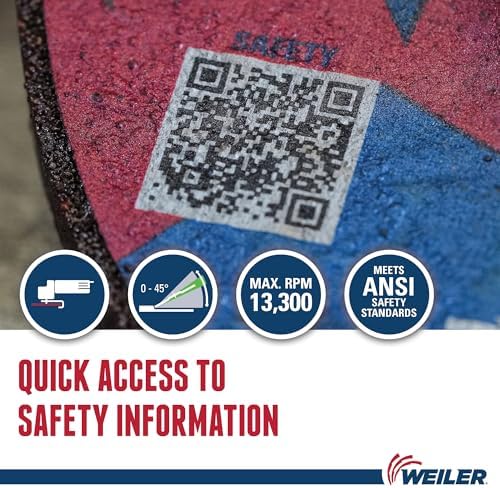 Weiler 57120 Tiger 4-1/2" Grinding Wheel, Type 27, 1/4" Thick, A24R, 5/8"-11 UNC Nut (Pack of 10)