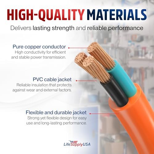 25ft Outdoor/Indoor Extension Cord 16/3 Gauge Heavy Duty 3 Prong SJTW, Waterproof, Flexible Cold-Resistant Long Power Cord,13A 125V 1625W, Orange by LifeSupplyUSA