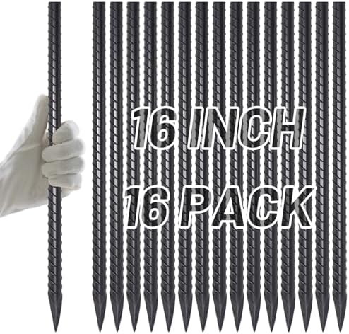 AAGUT Straight Rebar Stakes 16 Inch 3/8 Inch Thickness Concrete Form Stakes
