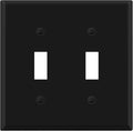 ENERLITES Double Toggle Light Switch Metal Cover Plate, Wall Plate, Corrosion Resistant, Standard Size 2-Gang 4.50" x 4.57", Powder Coated Stamped Steel, 7712-BM, Black Matte (Pack of 1)