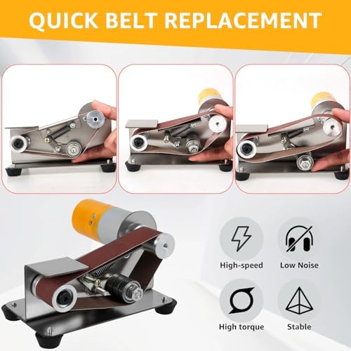 Mini Belt Sander, 15° Electric Knife Sharpener Bench Grinder Sanding Machine, 7 Adjustable Speed Electric Belt Grinder, Low Noise Cutter Sharpener Sander, Polishing Grinding Machine for Metal Jewelry