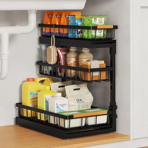 Under Sink Organizer and Storage for Bathroom and Kitchen - 1 Pack 3 Tier