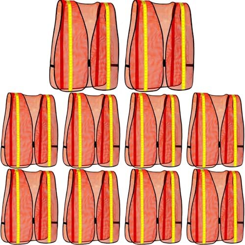 Haysandy 10 Pcs High Visibility Vest Reflective Safety Vest,Orange