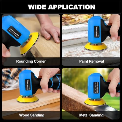Cordless Electric Sander with 36PCS Sandpapers, 3500 RPM, 2000mAh Battery, Lightweight & Compact Design for Wood, Metal, Paint Removal, and DIY Projects