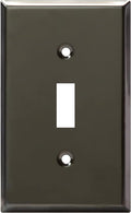 ENERLITES Toggle Light Switch Metal Wall Plate, Stainless Steel Switch Cover, Corrosion Resistant, Mid-Size 1-Gang 4.50" x 2.76", Stainless Steel 201, 7711-PBK, Polished Black