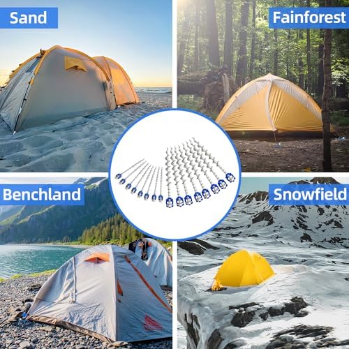 Homeon Wheels Aluminum Ground Anchors, 16-Pack Heavy-Duty Tent Stakes