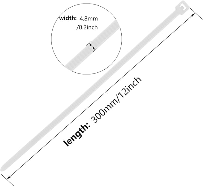 XINGO 1000 PCS White Zip Ties 12 Inch, 60 LBS Tensile Strength, Self-Locking Nylon Plastic Nylon PA66 Wire Ties for Indoor and Outdoor Use
