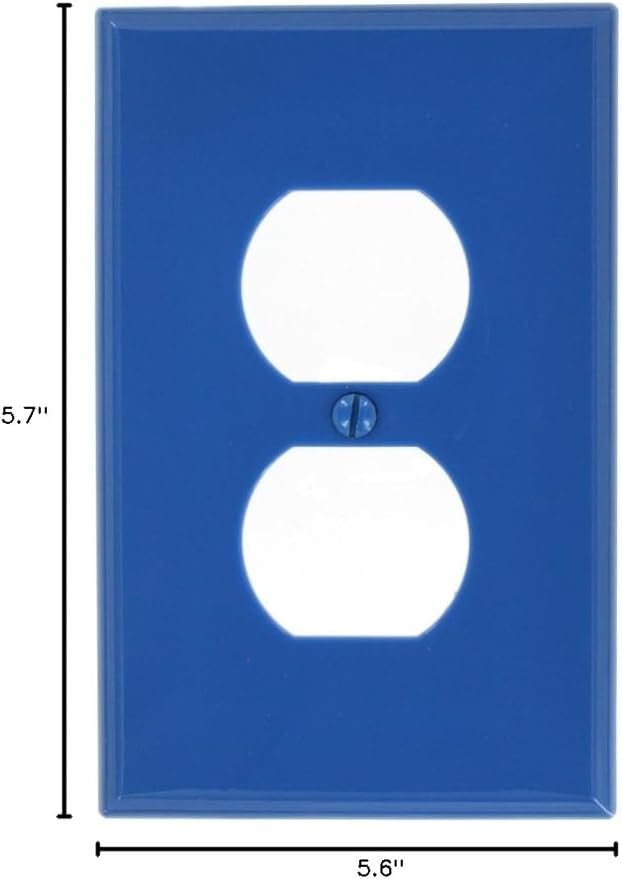 Leviton 1-Gang, 1-Duplex, Midway Nylon Wallplate, Midway Size, 1 Pack, PJ8-BU, Blue
