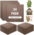 24 Pcs Walnut Color Wood Plywood Board for Laser Cutting, 12 x 12 Inch
