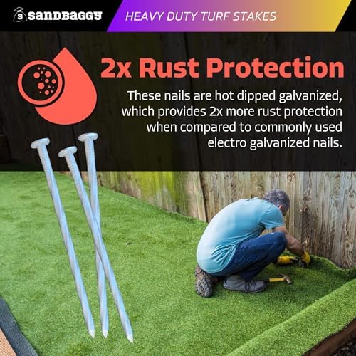 Sandbaggy 6" Heavy Duty Galvanized Artificial Turf Stakes - Spiral Landscape Nails - Ground Spikes/Pins - Synthetic Grass, Lawn, Edging, Weed Barrier Fabric, Garden (6 inch - Heavy Duty, 600, Count)