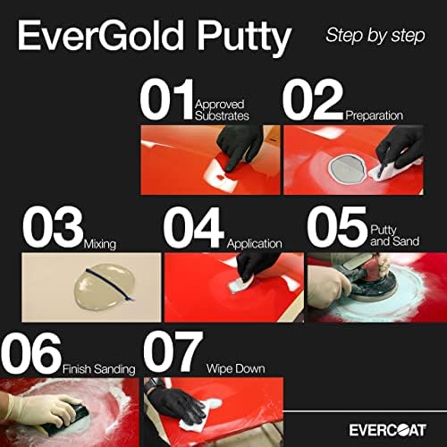 Evercoat EverGold Finishing Putty for Fiberglass, Aluminum, Steel, Sanded Body Filler & More - 30 Fl Oz