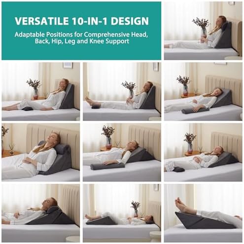 Bedluxe Wedge Pillow Set for After Surgery, Orthopedic Bed Wedge, Velvet