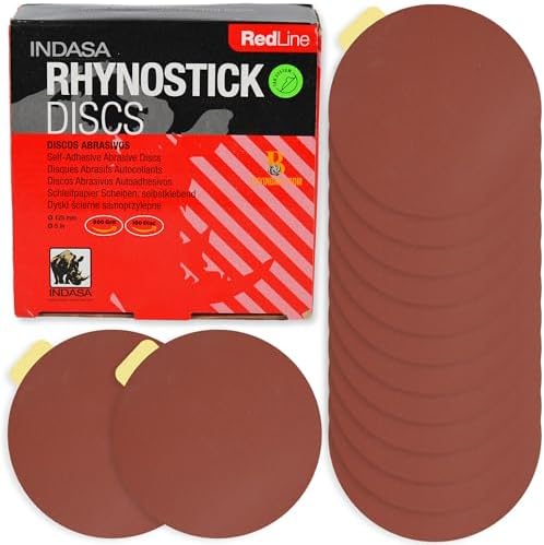 Indasa 5" Rhynostick 100 PCS 800 Grit, PSA Sanding Discs – High-Performance Abrasive, 250°F Heat-Resistant, Clog-Free, No Residue – 40 Grit (800-Grit Aluminum Oxide Plus Lubricant)
