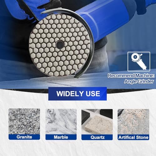 SHDIATOOL 5 Inch Dry Diamond polishing Pads Grit 800 for Granite Marble Quartz(7-Pack)