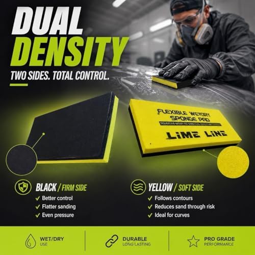 LiME LiNE Sanding Sheets 25 Pack, Automotive Grade Silicon Carbide Wet or Dry Sand Paper (Combo with Sanding Pad)