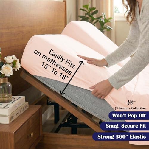 JS Sanders Collection Split Head Sheet Set 4PC Cal. King Size, Blush