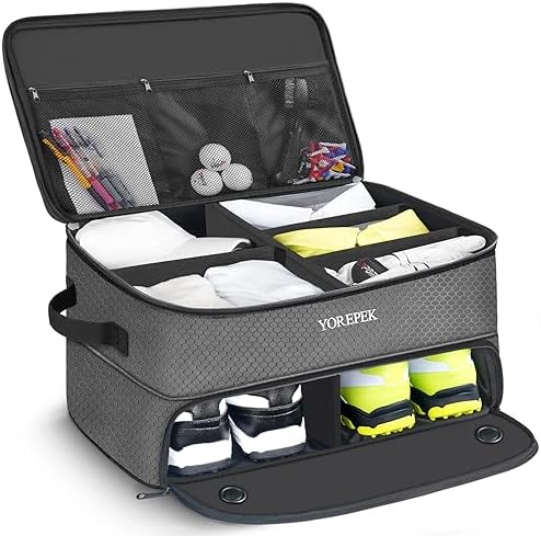 YOREPEK Golf Gifts for Men, 2 Layer Golf Trunk Organizer for 2 Pair Shoes