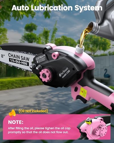 Mini Chainsaw with 1000W Brushless Motor, 8 inch & 6 inch 2 Batteries
