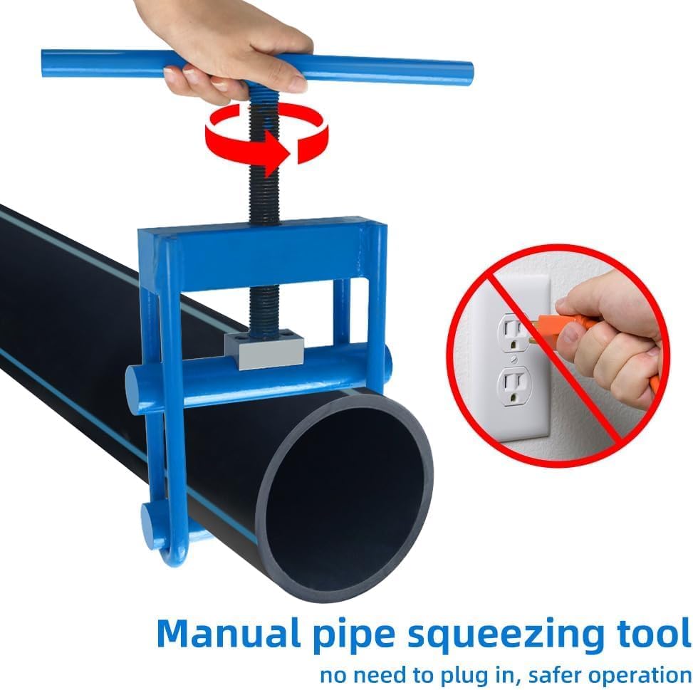 Pipe Squeeze Off Tool,Gas Pipe Squeeze-Off Tool, For PE/PPR/PVC Plastic Water Pipe or Natural Gas Pipeline, Pipe Blocker, Blue Pipe Shut Off Tool (1/2-3.5 in)