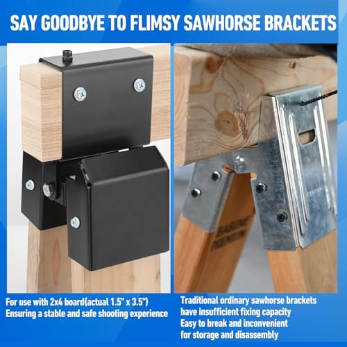 Heavy Duty Saw Horse Brackets 2x4 Target Stand, AR500 Steel, 2 Pack