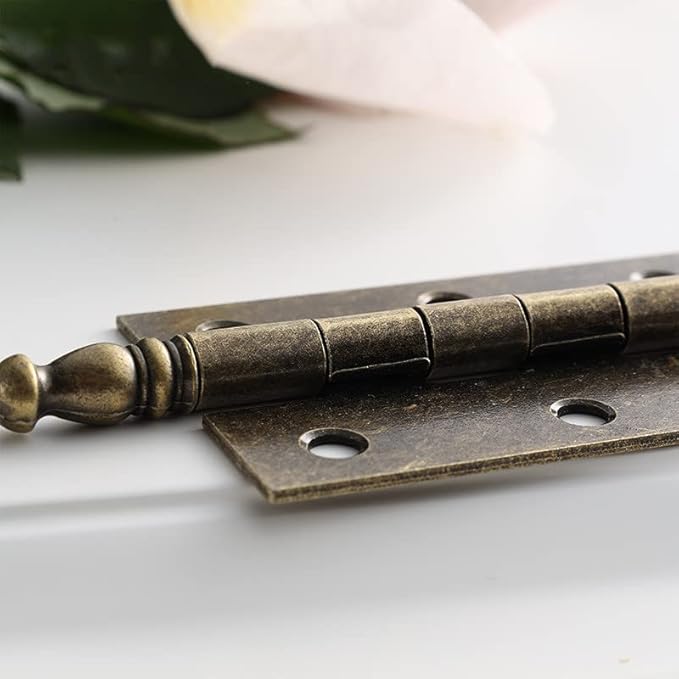 4 PCS Folding Butt Hinges Antique Bronze Hinge Vintage Hardware with Screws for Doors Windows Cabinet Cupboard Wardrobe Wooden Boxes Jewelry Case Chest Medium Size (Length:3-1/4" Width:1-1/2")