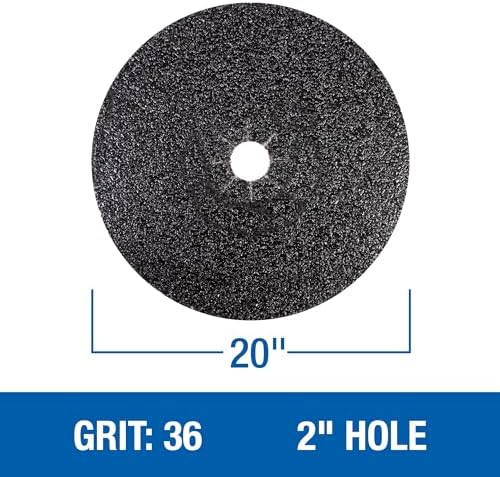Mercer Industries 430036 Silicon Carbide Floor Sanding Disc, Cloth Back, 20" x 2" Hole, Grit 36X, 20-Pack