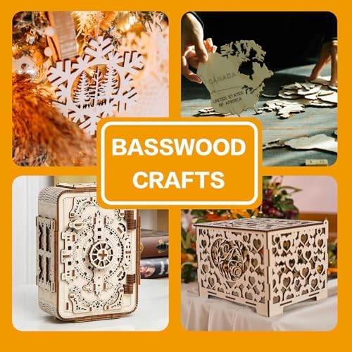 12 Pack Basswood Sheets 1/8x18x12 Inch, Unfinished Wood for Crafts, 3mm Basswood for Laser Cutting Engraving, Wood Burning, Architectural Models, Plywood Board for Painting. (18x12x1/8inch)