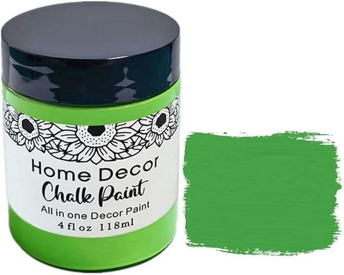 Non-Toxic Furniture Paint Vintage Chalk Paint for Wood/Metal/Glass, Indoor/Outdoor Use No Sanding & Primer Needed Matte Finish Cabinet Paint, Waterbased | Acrylic | Crafts for DIY Projects 4oz/118ml (Grass Green)