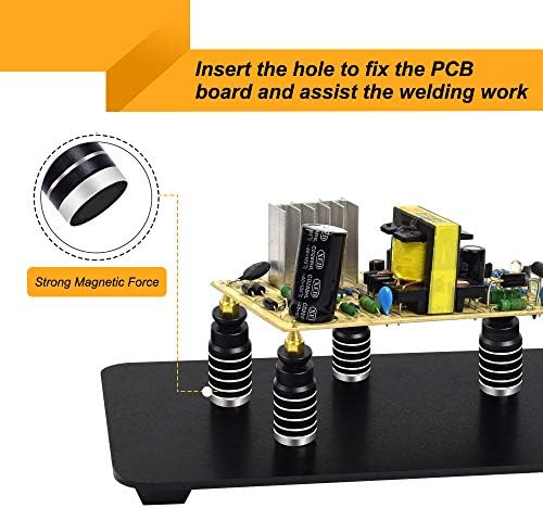NOEVSBIG Magnetic Helping Hands Soldering Station with Large & Heavy Duty Base, 6 PCB Holders,5 Flexible Arms with Precision 360 Degree Alligator Clip Helping hands for Soldering Electronic Repair DIY